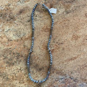 Blue ceramic beads silver clasp necklace